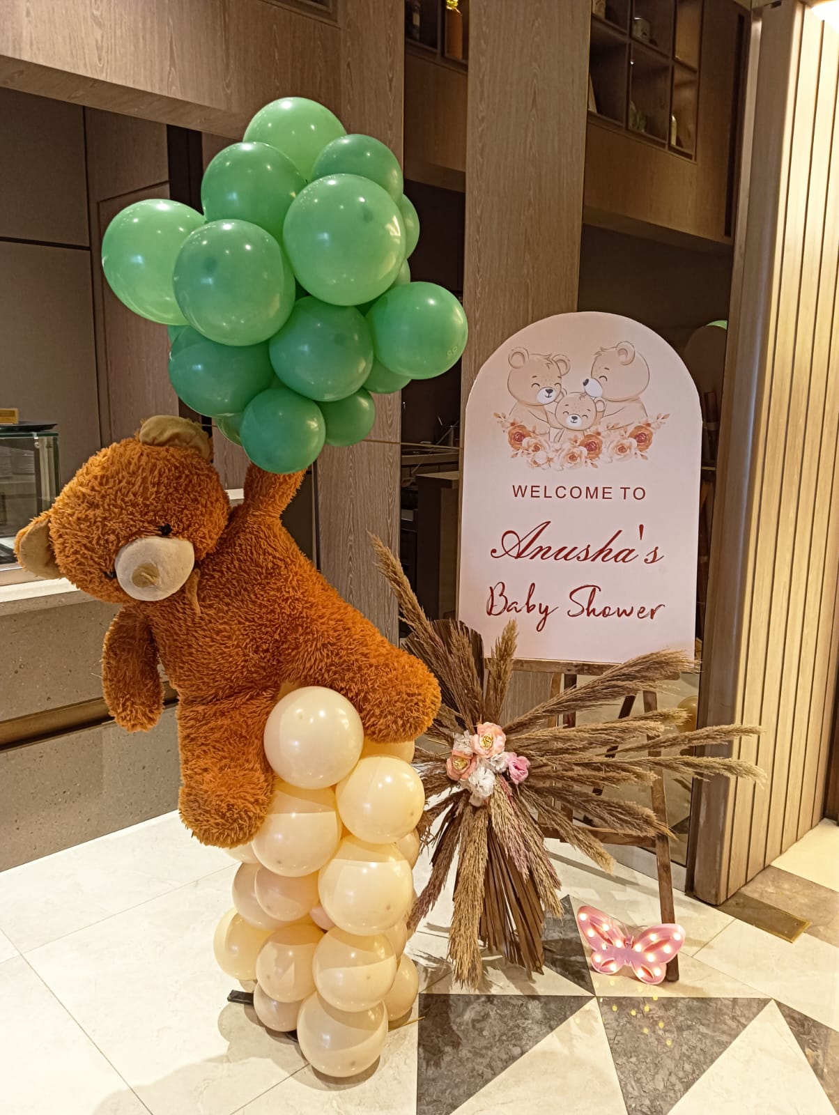 Rustic Teddy Bear Baby Shower Decoration – Earthy Pastel Colors