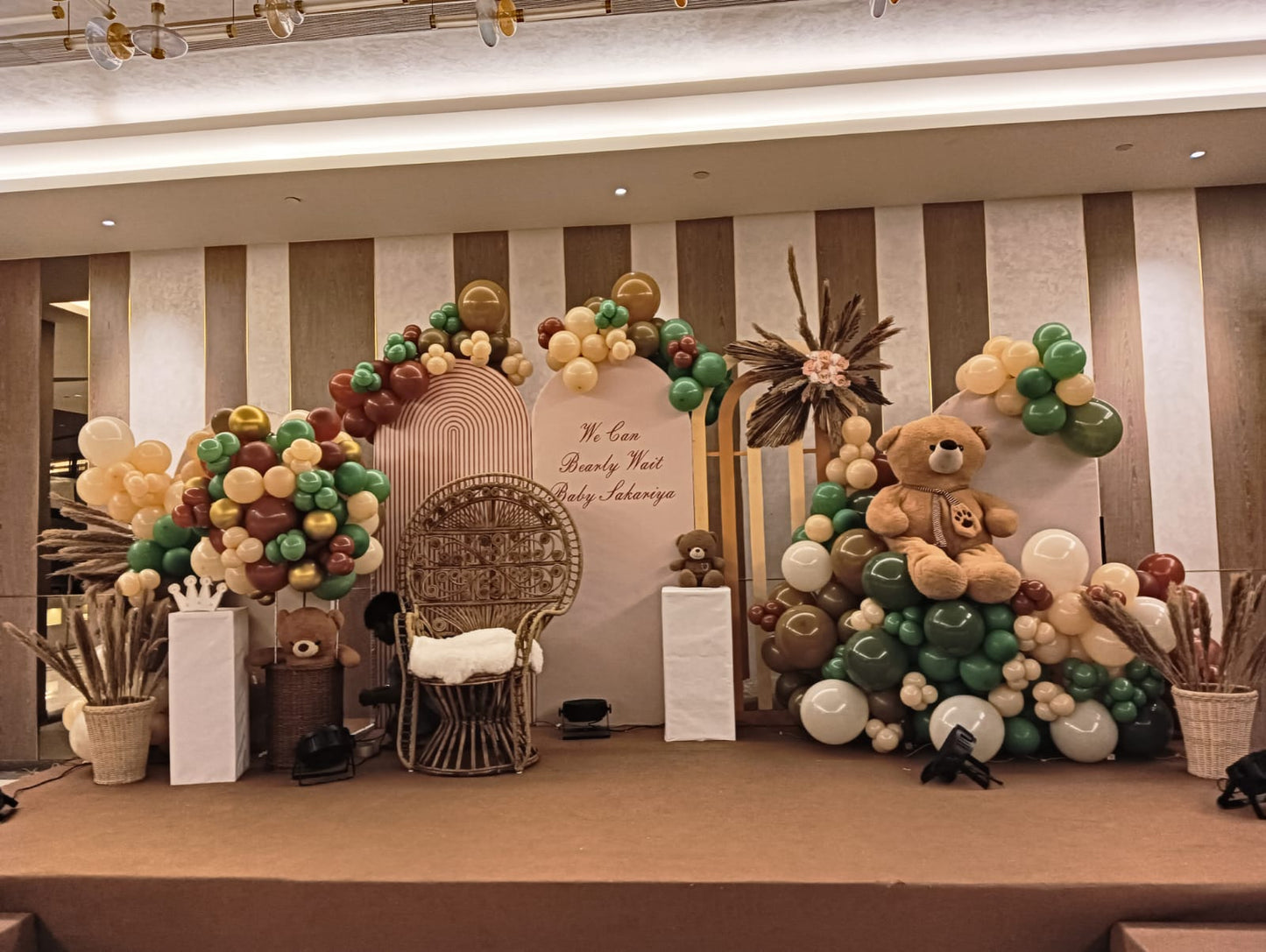 Rustic Teddy Bear Baby Shower Decoration – Earthy Pastel Colors