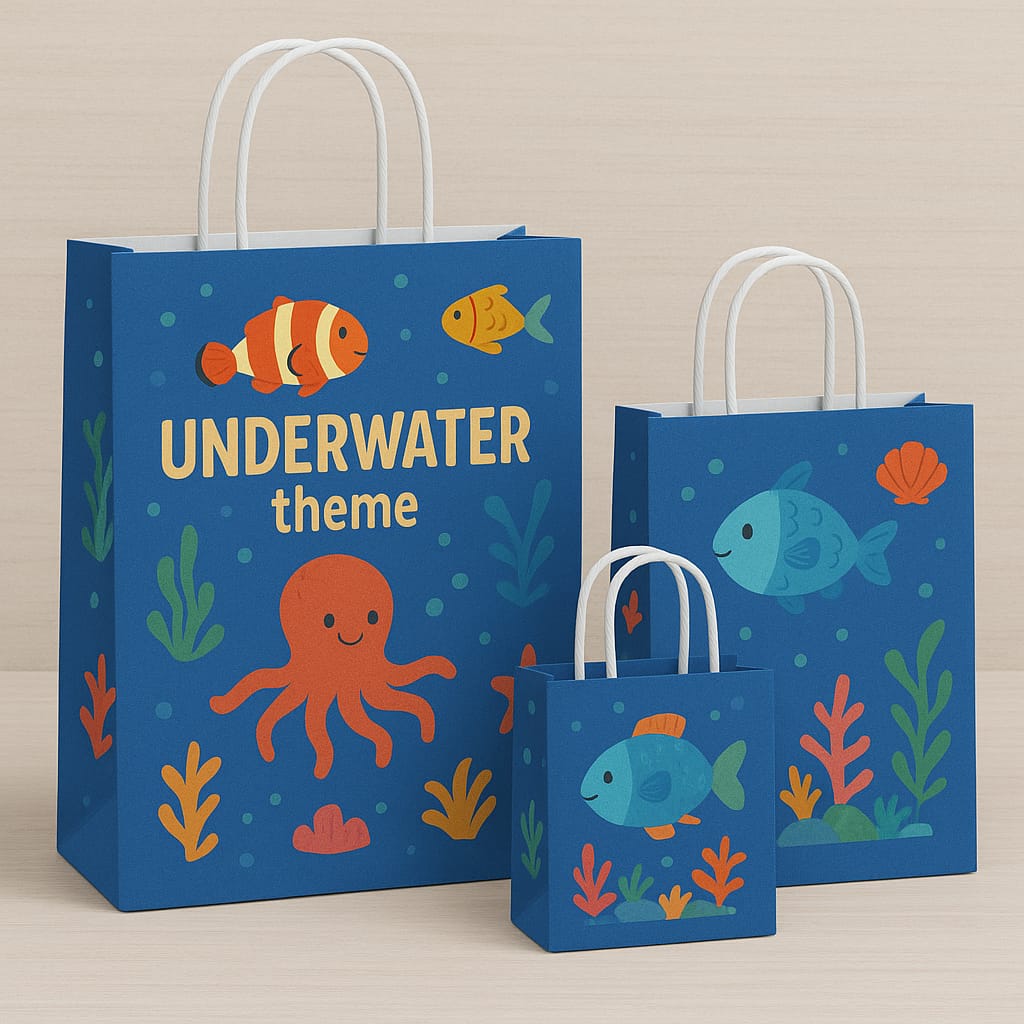 Underwater Theme Paper Carry Bags for Return Gifts - PARTYFOXX 
