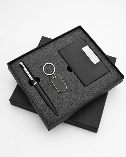 Premium Card Holder, Pen & Keychain Gift Set