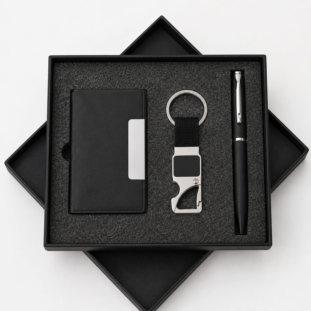 Premium Card Holder, Pen & Keychain Gift Set
