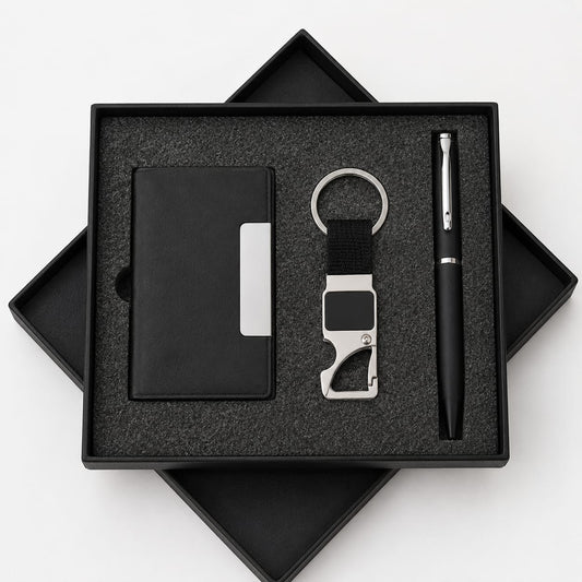 Premium Card Holder, Pen & Keychain Gift Set