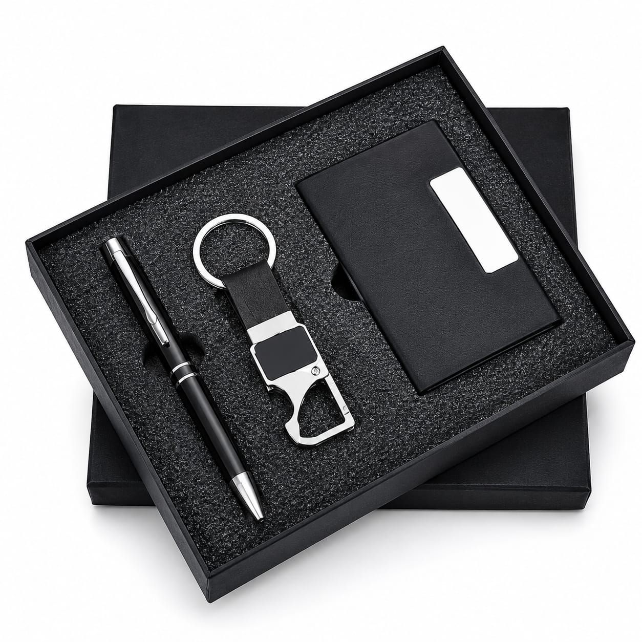 Premium Card Holder, Pen & Keychain Gift Set