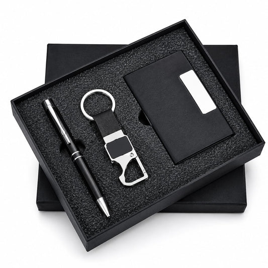 Premium Card Holder, Pen & Keychain Gift Set