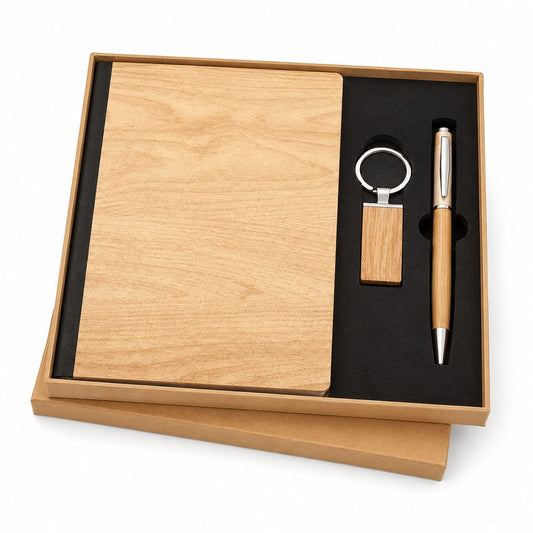 Wooden Diary with Keychain Set - PARTYFOXX 