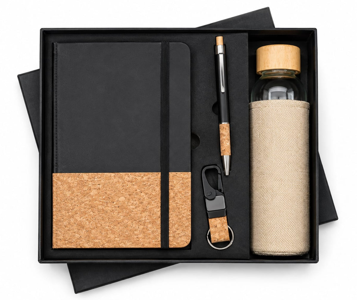 Glass Bottle with Black Crock Diary Set - PARTYFOXX 
