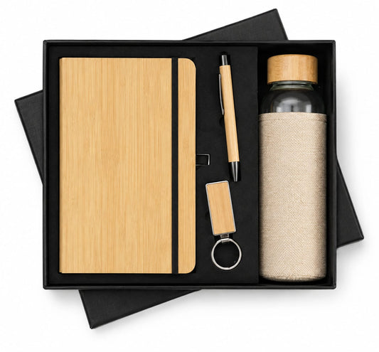 Wooden Glass Bottle with Diary Set - PARTYFOXX 