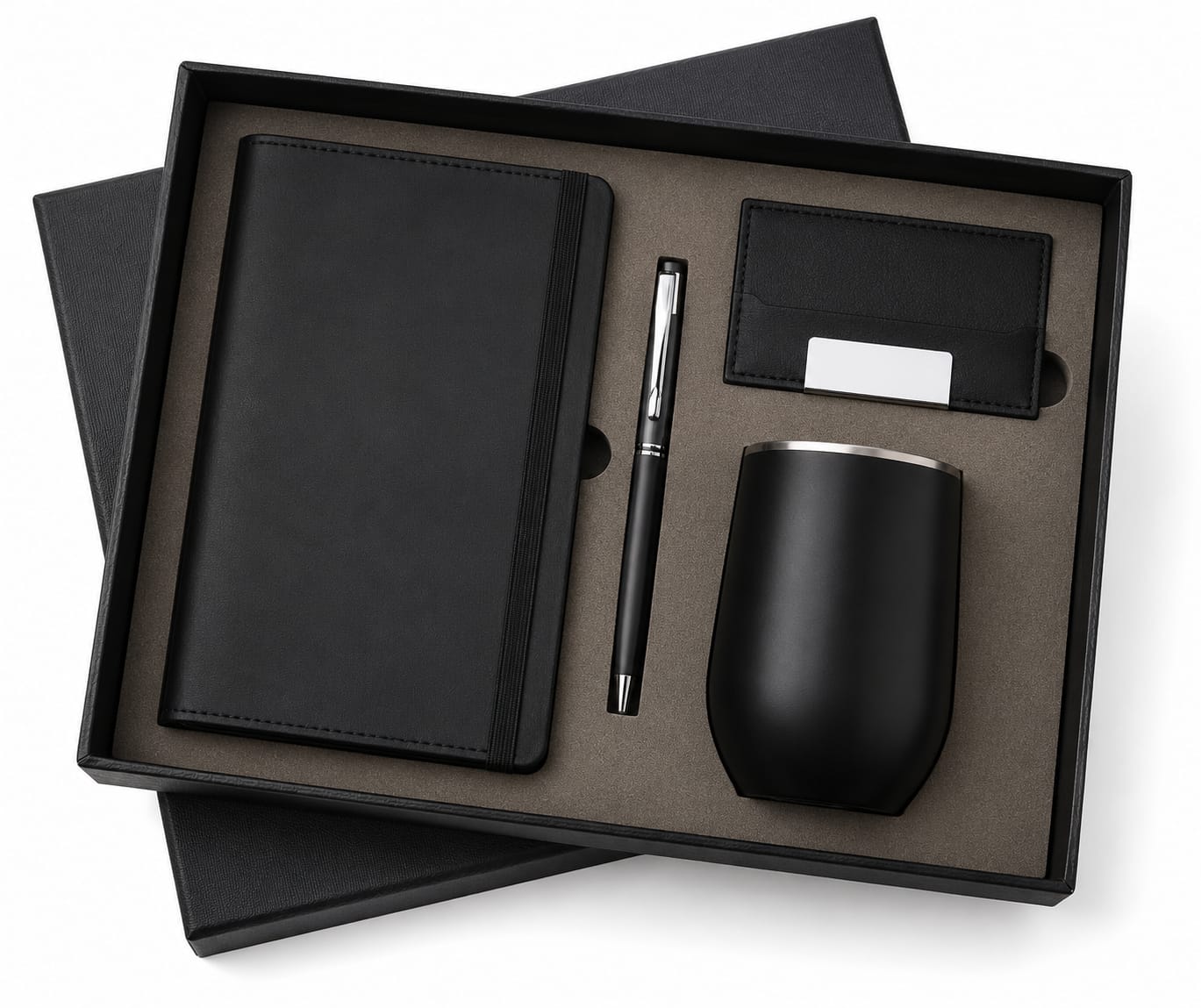 Oval Cup, Elastic Diary, Pen, Keychain & Cardholder Gift Set
