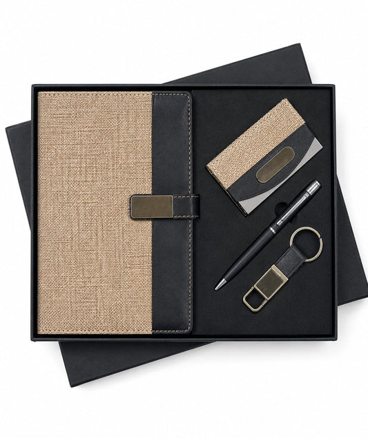 Cardholder & Jute Diary Corporate Gift Set - PARTYFOXX 