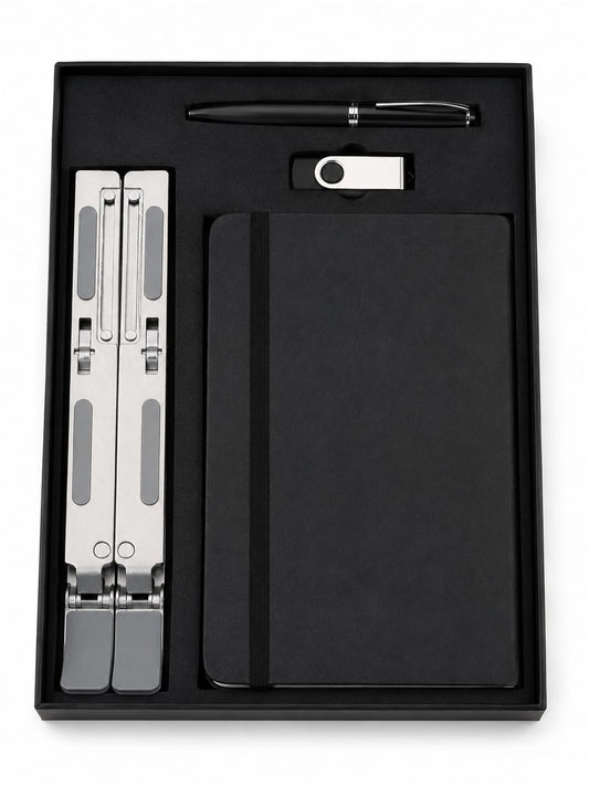 Elastic Diary, Pen Drive, Laptop Stand & Pen Corporate Gift Set - PARTYFOXX 