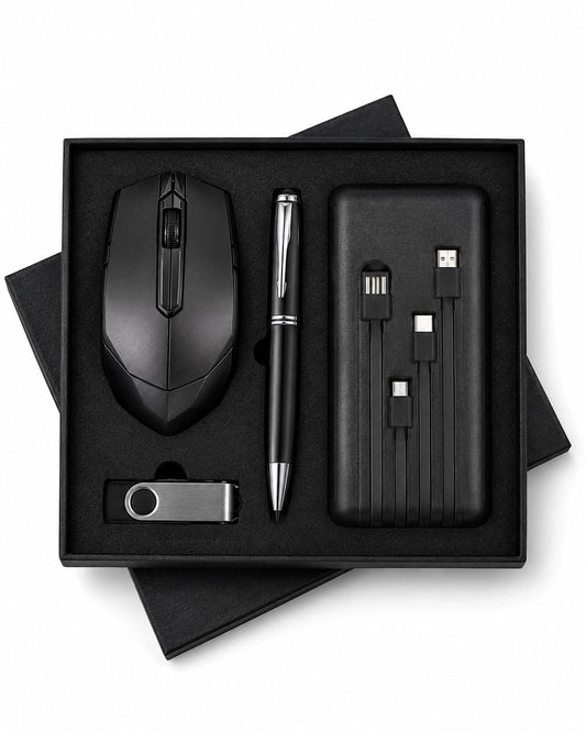 Power Bank, Pen Drive,  Mouse & Pen Corporate Gift Set - PARTYFOXX 