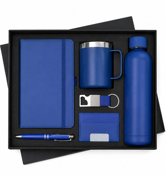 Elastic Diary, Steel Cup, Bottle, Pen & Keychain Corporate Gift Set - PARTYFOXX 