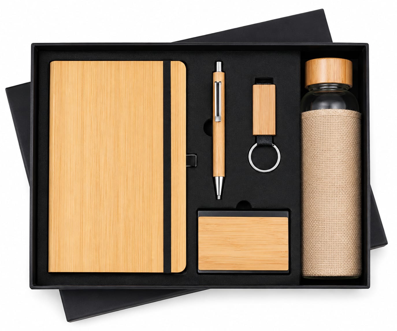Wooden Diary, Cardholder, Bottle, Pen & Keychain Corporate Gift Set