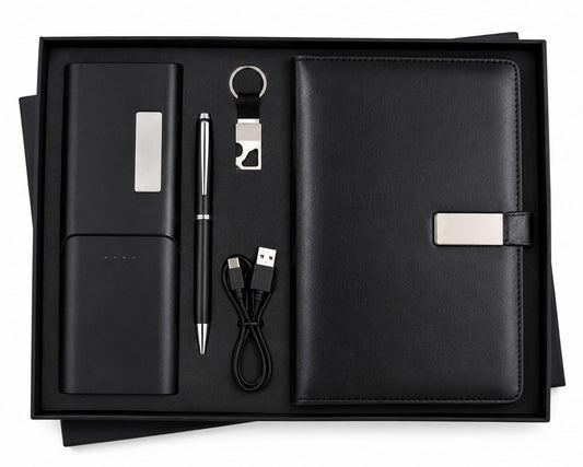 Magnet Diary, Cardholder, Power Bank, Pen & Keychain Corporate Gift Set - PARTYFOXX 