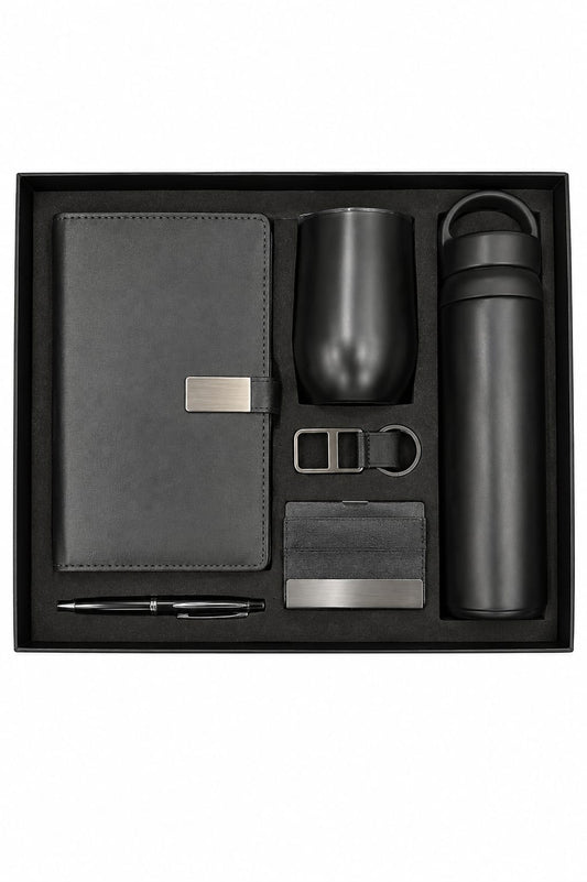 Magnet Diary, Warm Bottle, Oval Cup, Pen, Keychain & Cardholder Corporate Gift Set - PARTYFOXX 