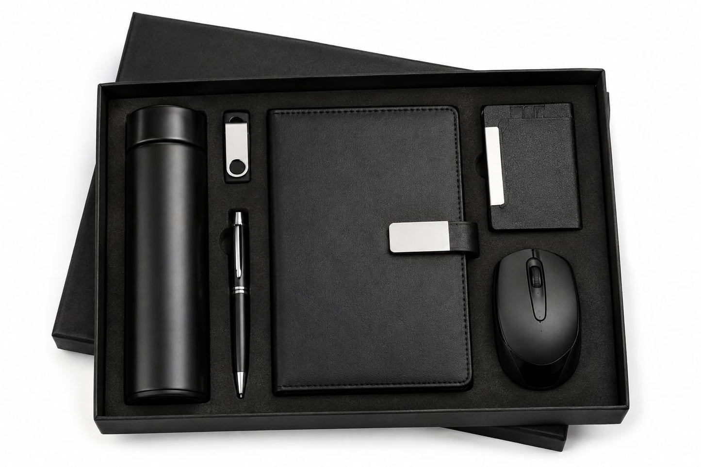Magnet Diary, Bottle, Wireless Mouse, Cardholder, Pen Drive & Pen Corporate Gift Set