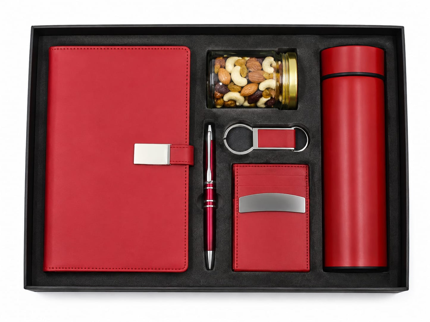 Magnet Diary, Bottle, Dry Fruit Box, Cardholder, Pen & Keychain Corporate Gift Set
