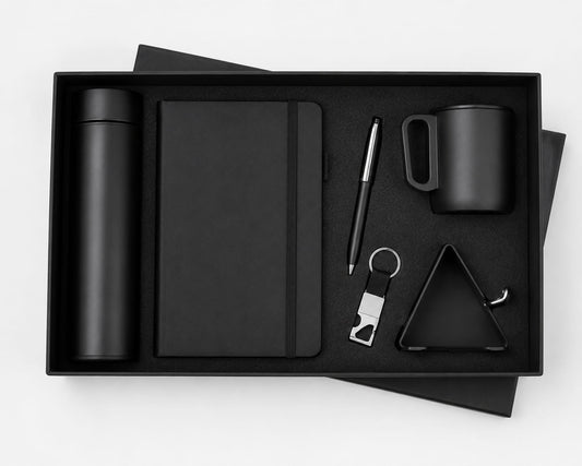 Elastic Diary, Bottle, Apple Cup, Mobile Stand, Pen & Keychain Corporate Gift Set - PARTYFOXX 