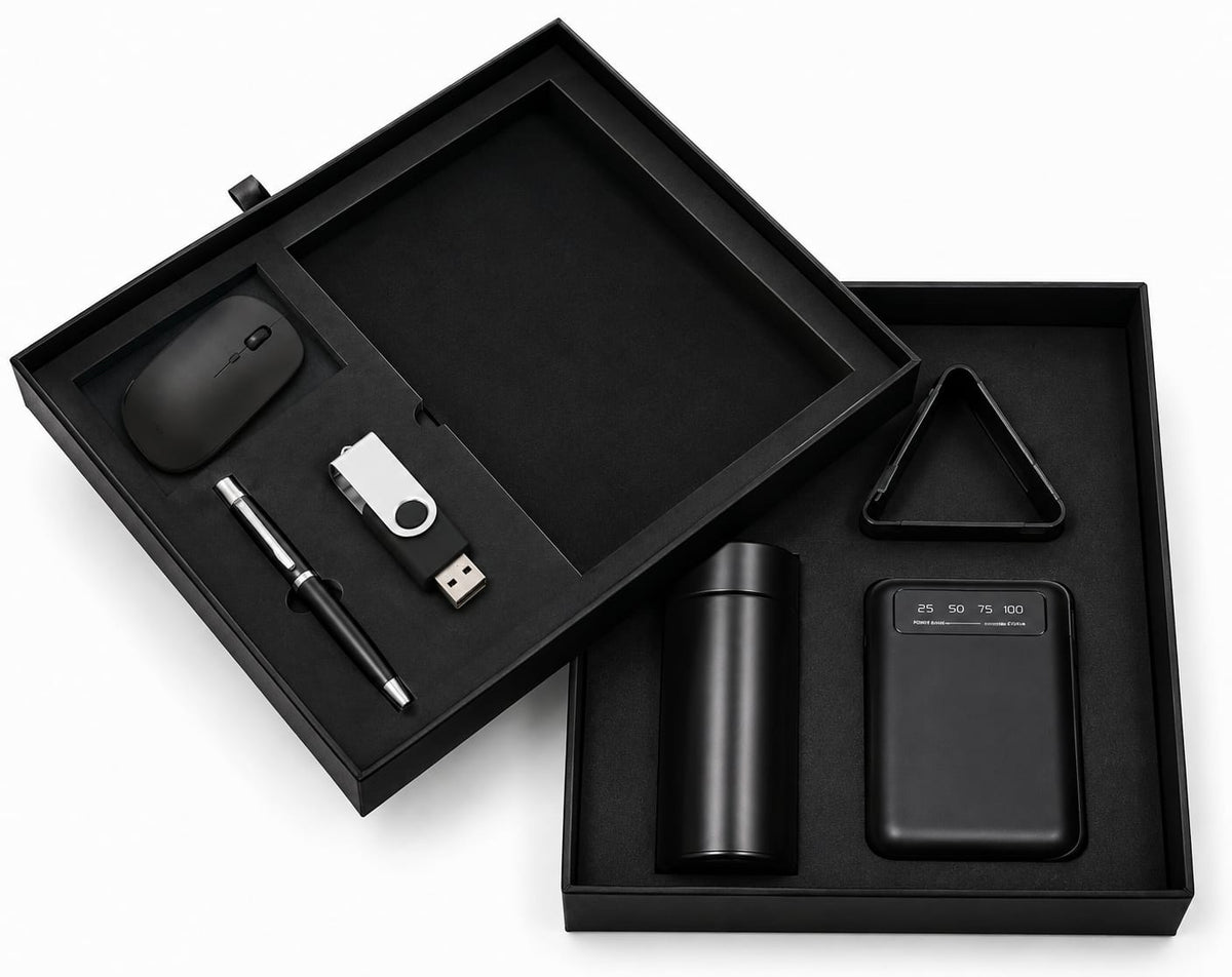 Elastic Diary, Mobile Stand, Bottle, Wireless Mouse, Power Bank, Pen &  Pen Drive Corporate Gift Set - PARTYFOXX 