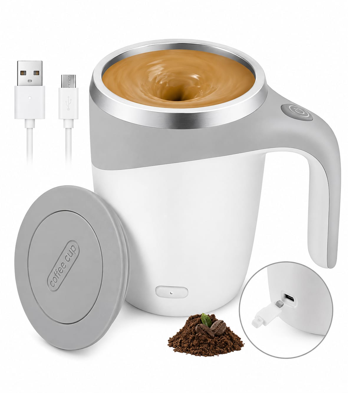 USB Rechargeable Self-Stirring Coffee Mug - PARTYFOXX 