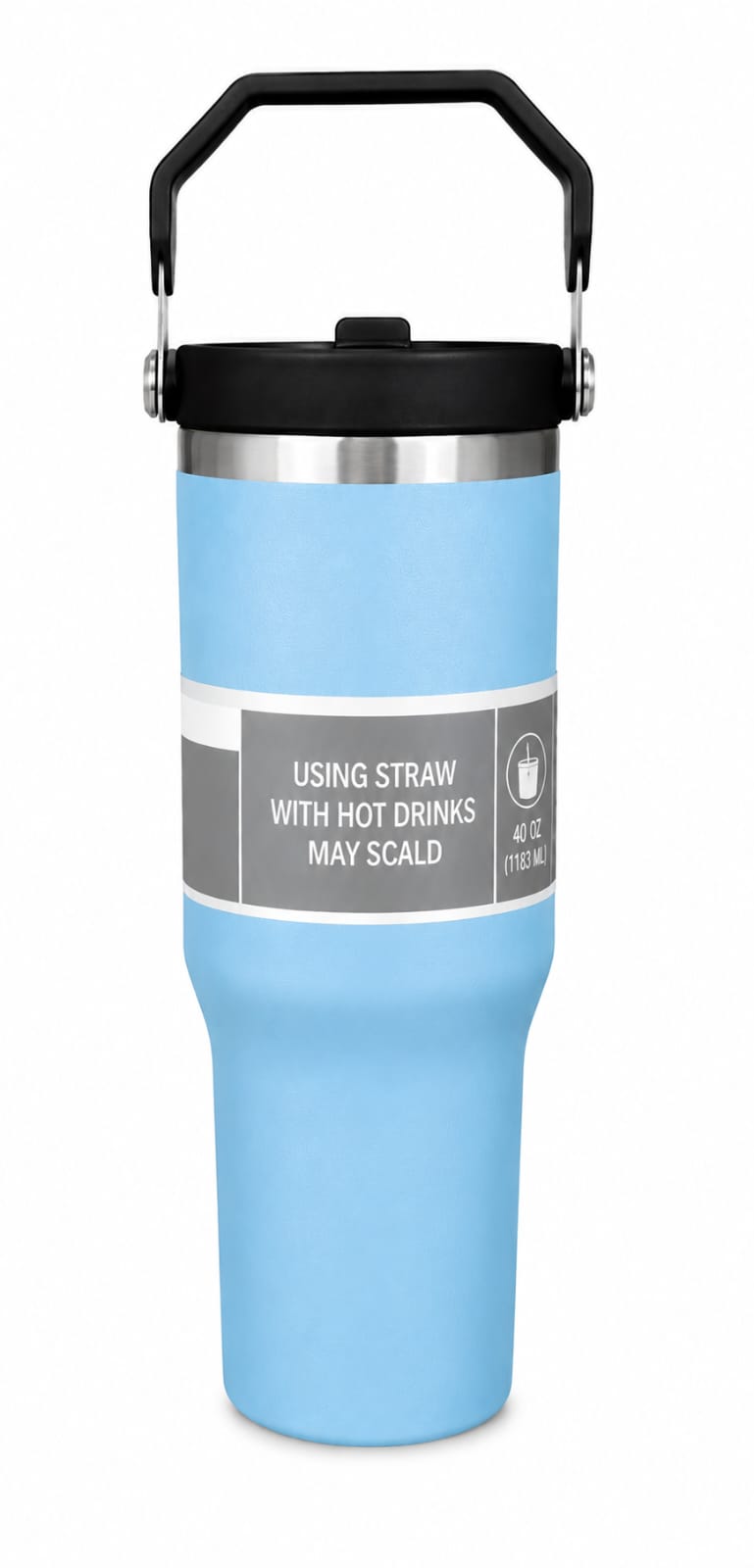 40 OZ Insulated Travel Tumbler with Carry Handle - PARTYFOXX 