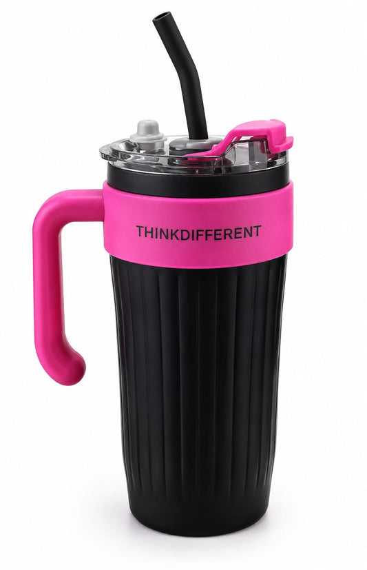 Premium Insulated Travel Tumbler with Handle & Straw - PARTYFOXX 