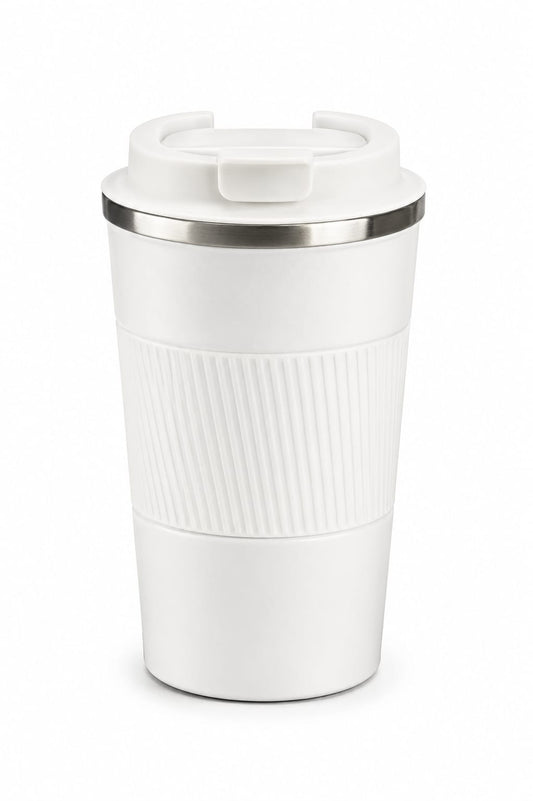 Premium Insulated Travel Tumbler with Flip Lid &  Ribbed Grip - PARTYFOXX 