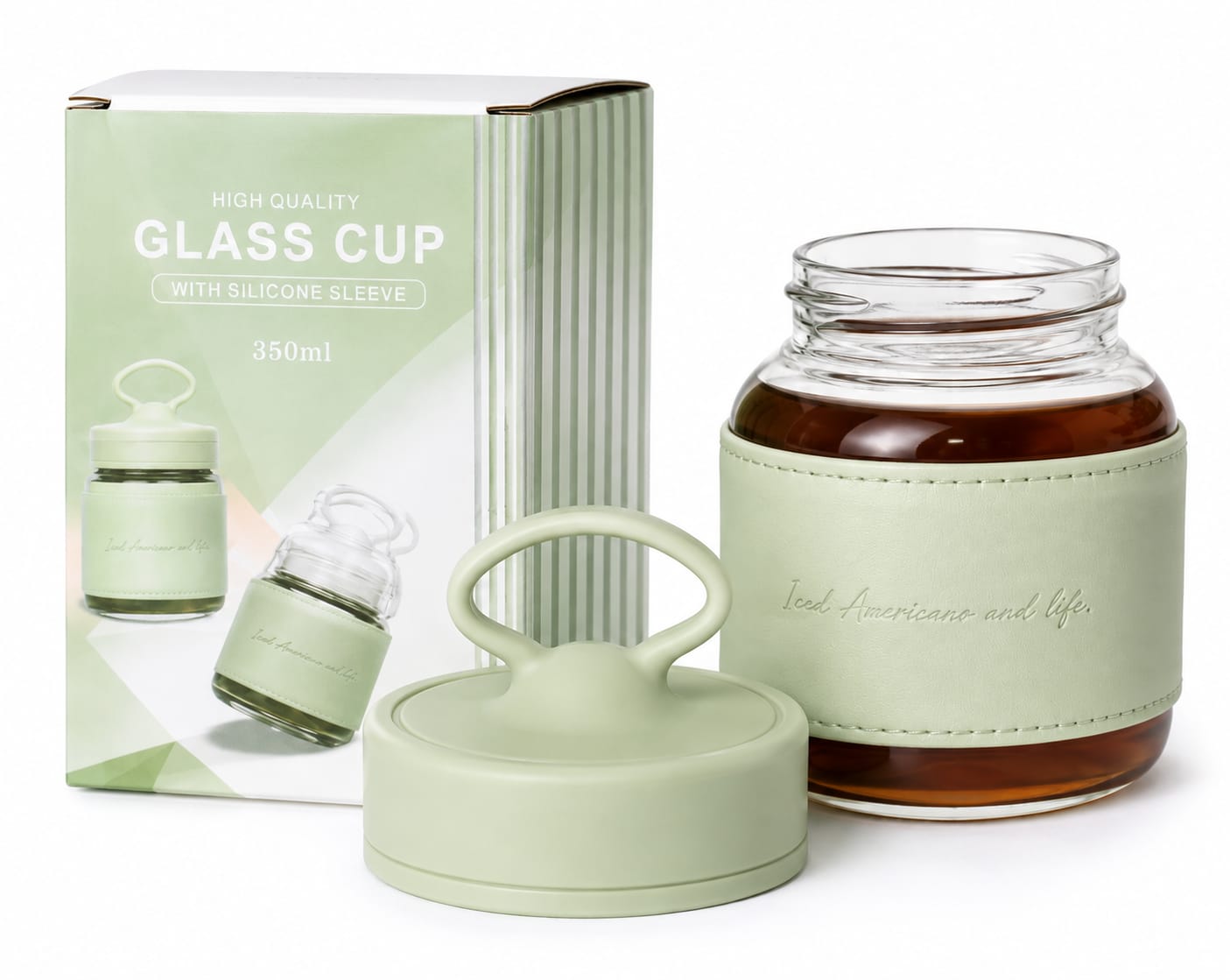 Premium 350ML Glass Tumbler with Silicone Sleeve & Carry Loop Lid - PARTYFOXX 