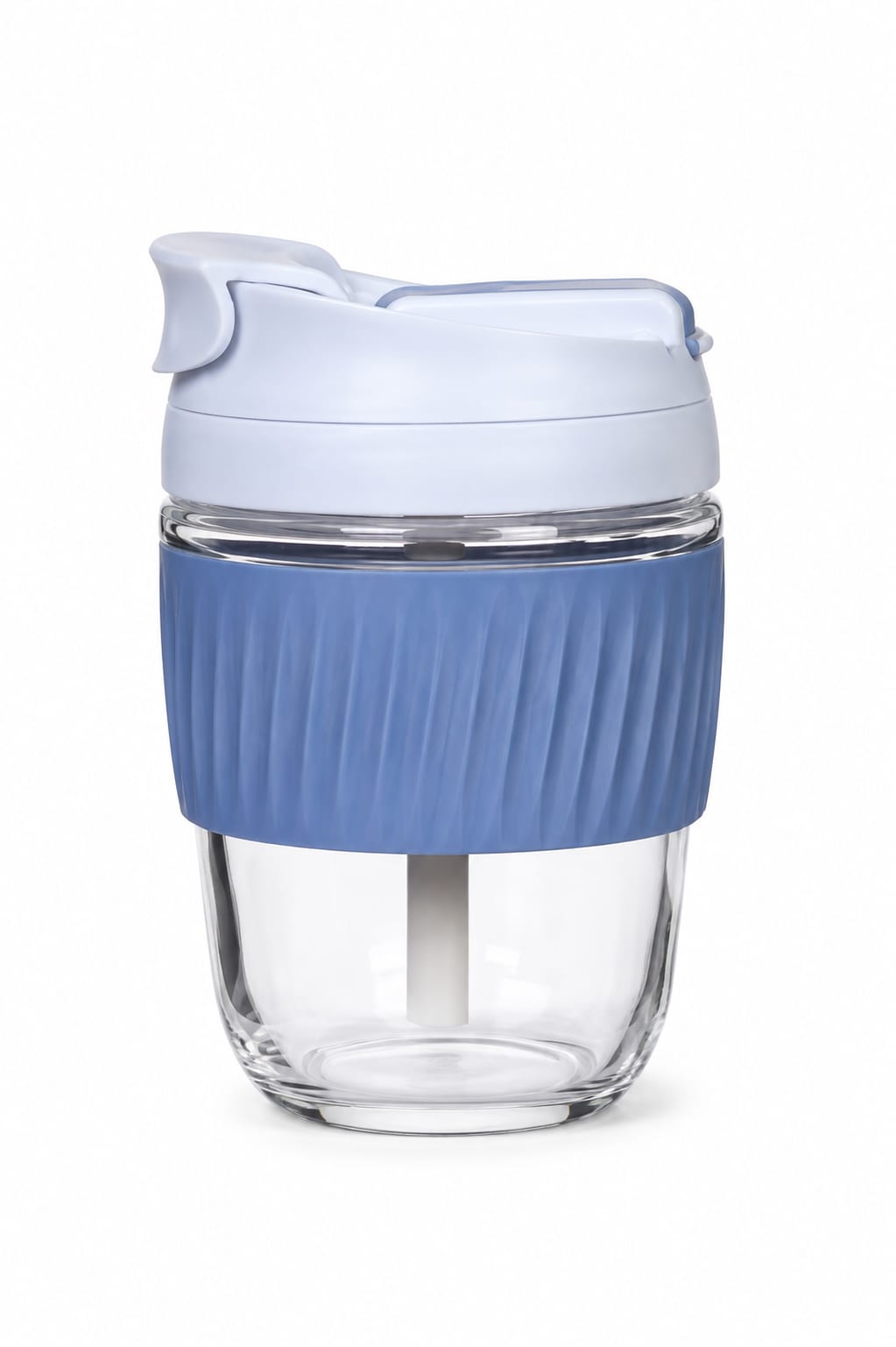 Premium Glass Travel Tumbler with Silicone Grip & Locking Flip Lid - PARTYFOXX 