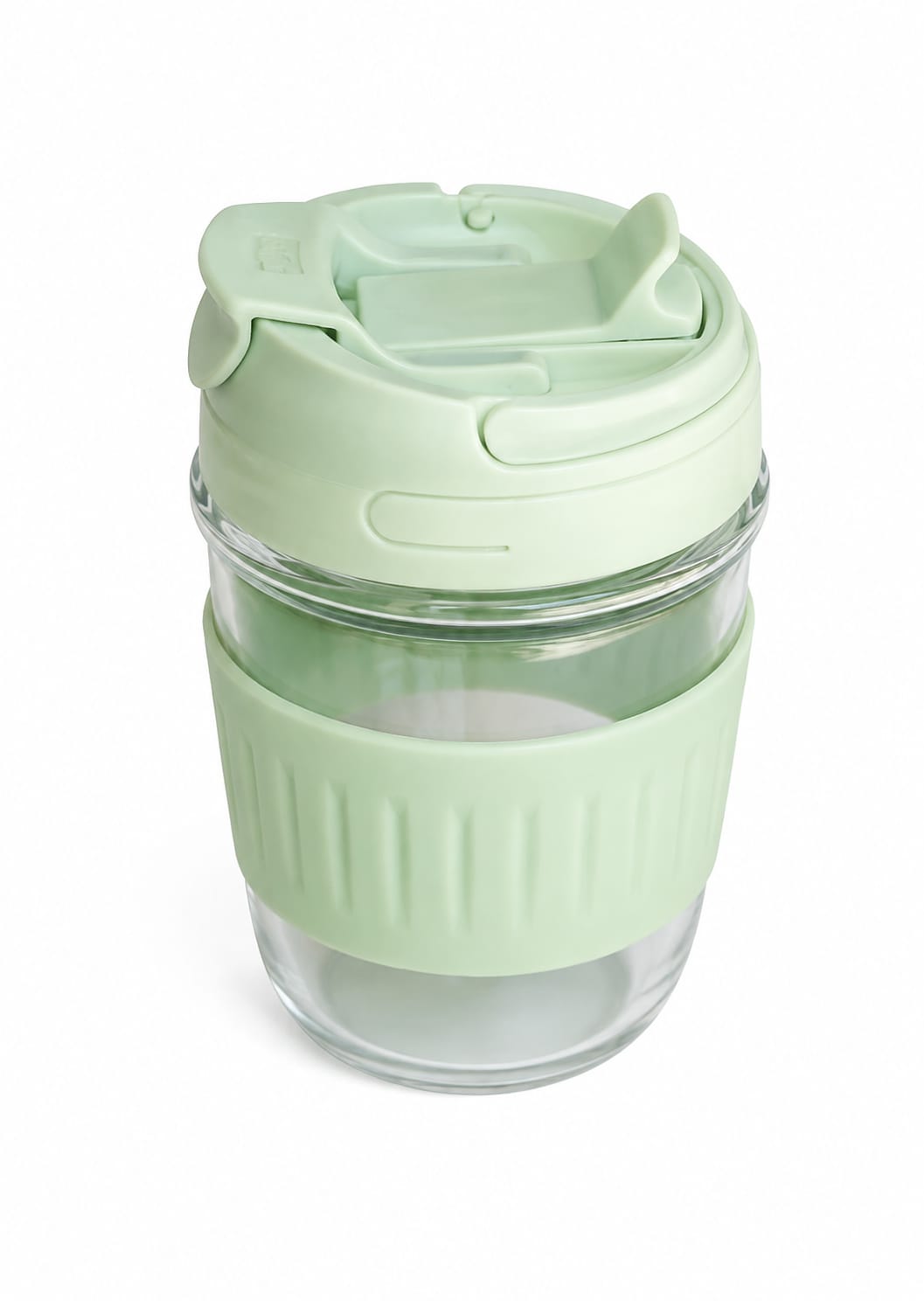 Premium Glass Travel Tumbler with Silicone Grip & Locking Flip Lid - PARTYFOXX 