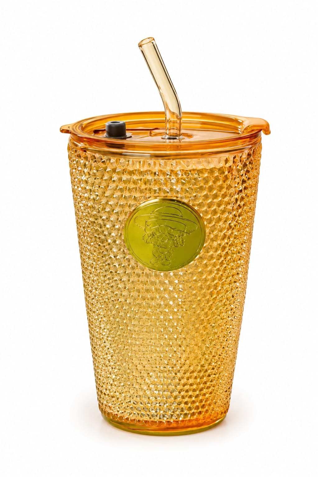 Premium Crystal Glass Tumbler with Straw & Flip Lid - PARTYFOXX 