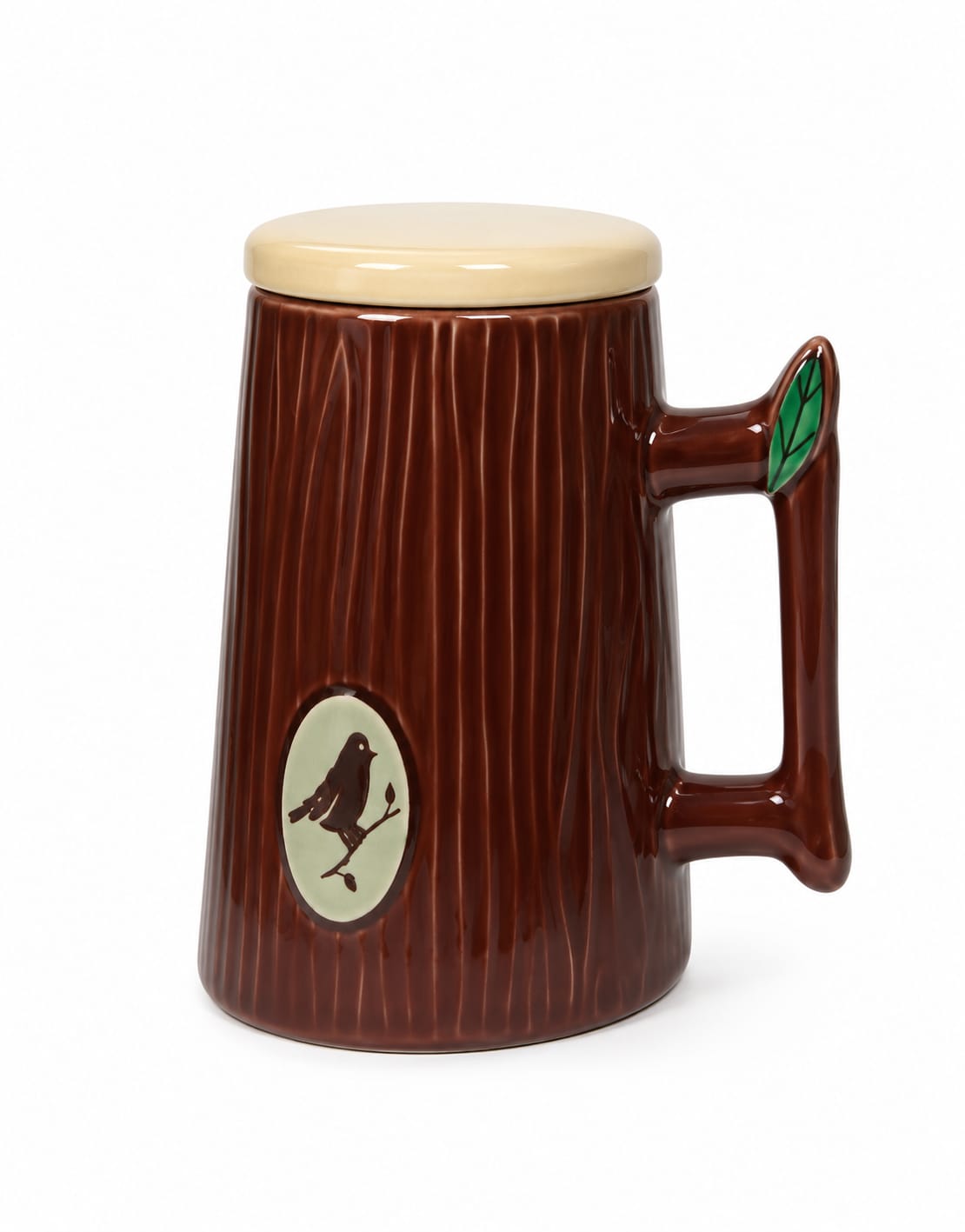 Premium Bird Design Ceramic Coffee Mug with Lid & Spoon