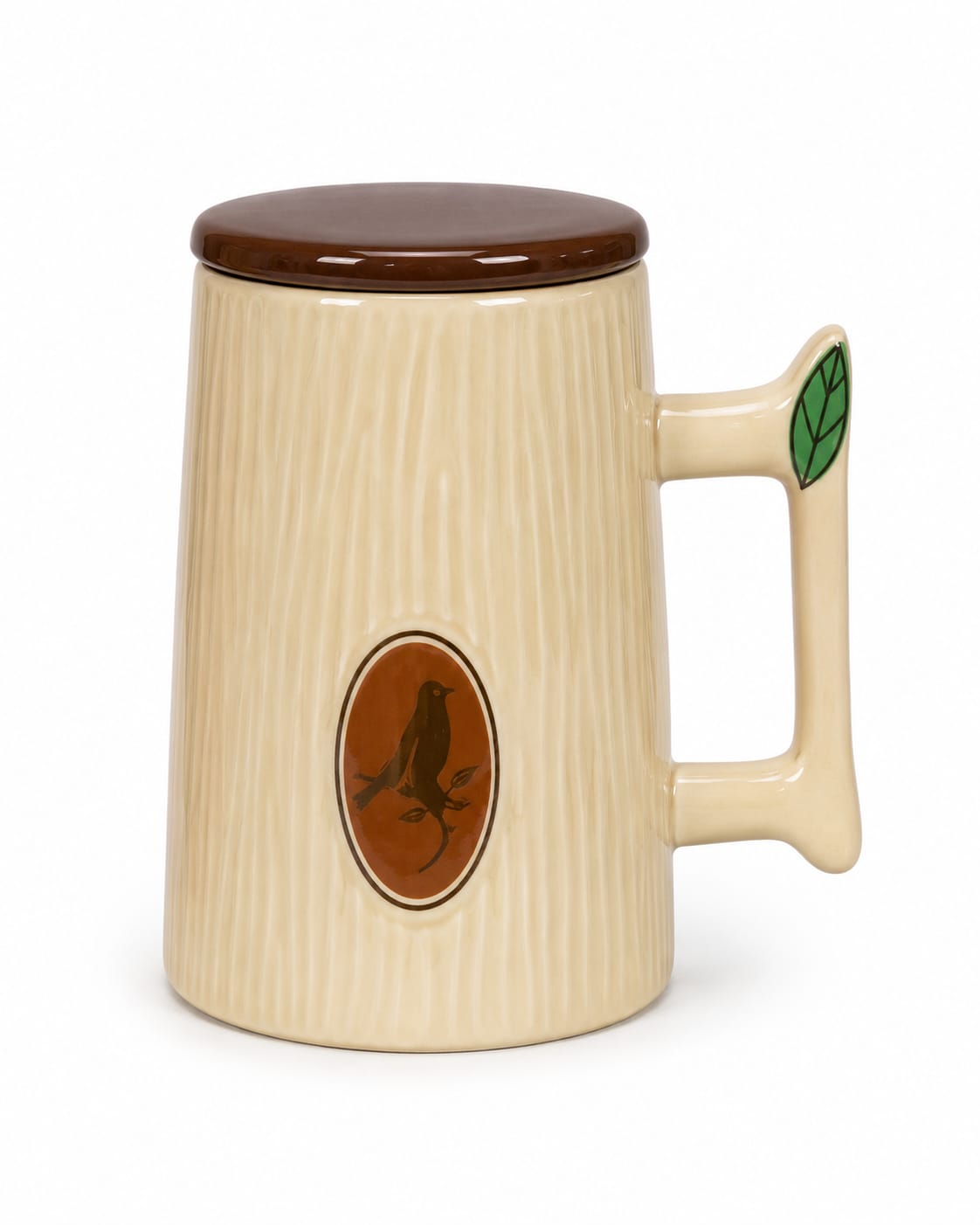 Premium Bird Design Ceramic Coffee Mug with Lid & Spoon