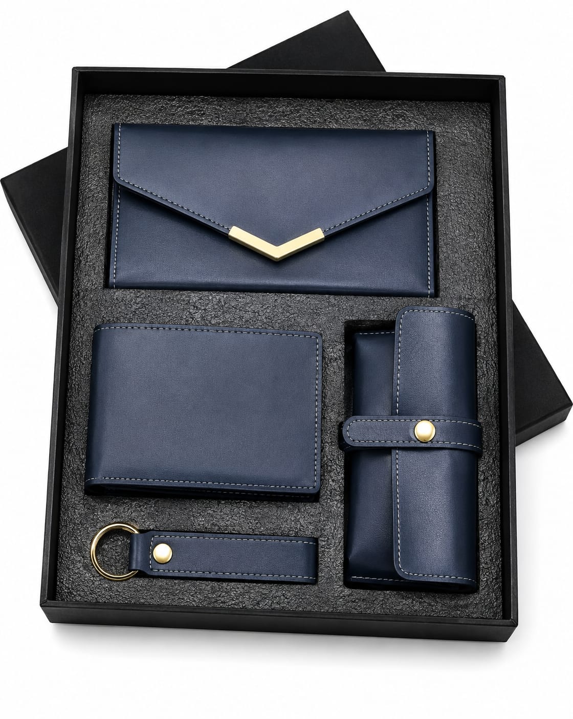 Premium 4-Piece Leather Wallet, Cardholder, Keychain & Pen Pouch Gift Set