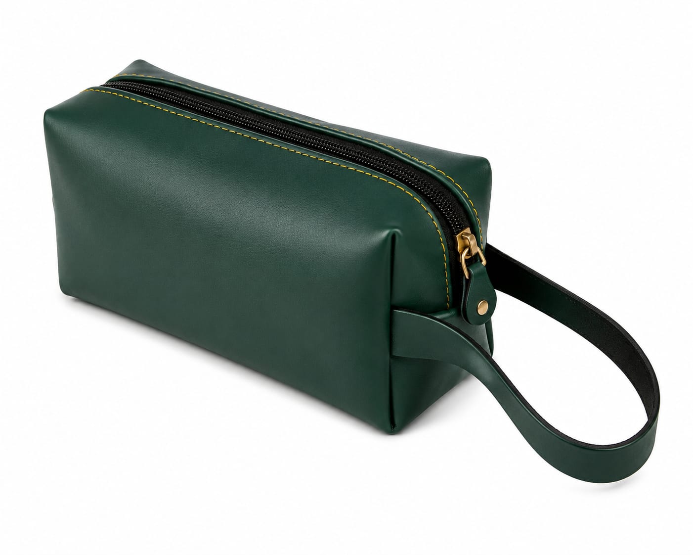 Premium Leather Travel Toiletry & Utility Pouch with Handle