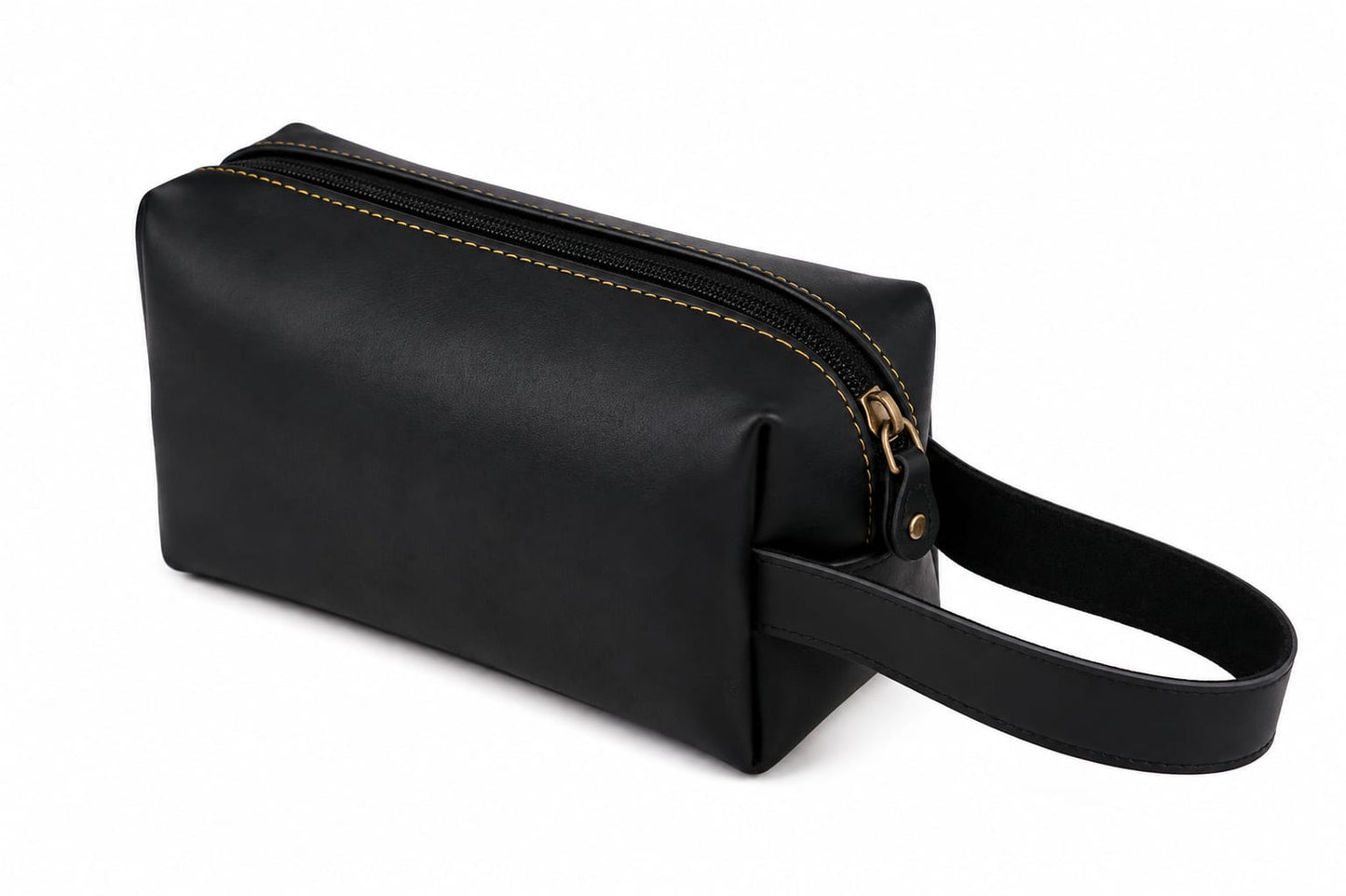 Premium Leather Travel Toiletry & Utility Pouch with Handle