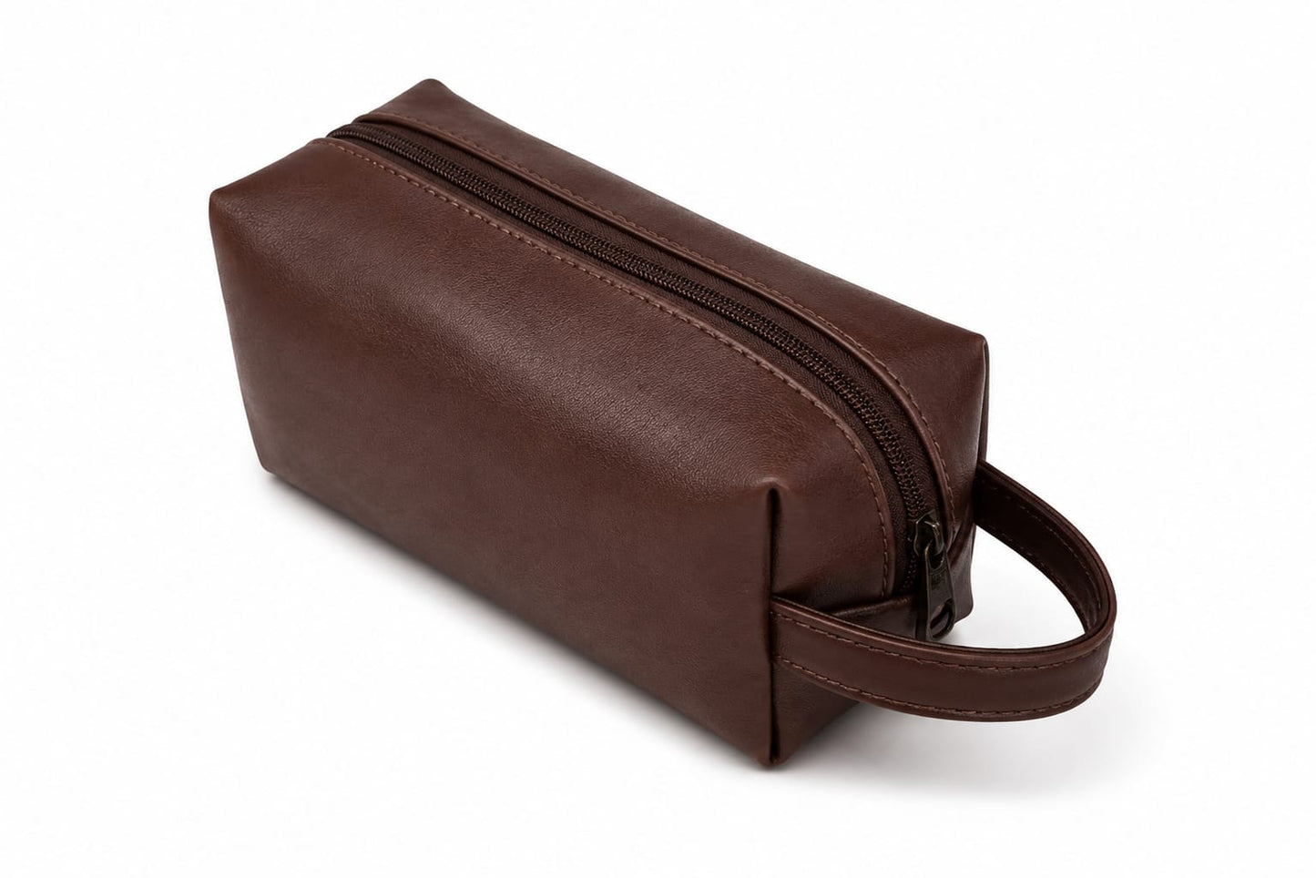 Premium Leather Travel Toiletry & Utility Pouch with Handle