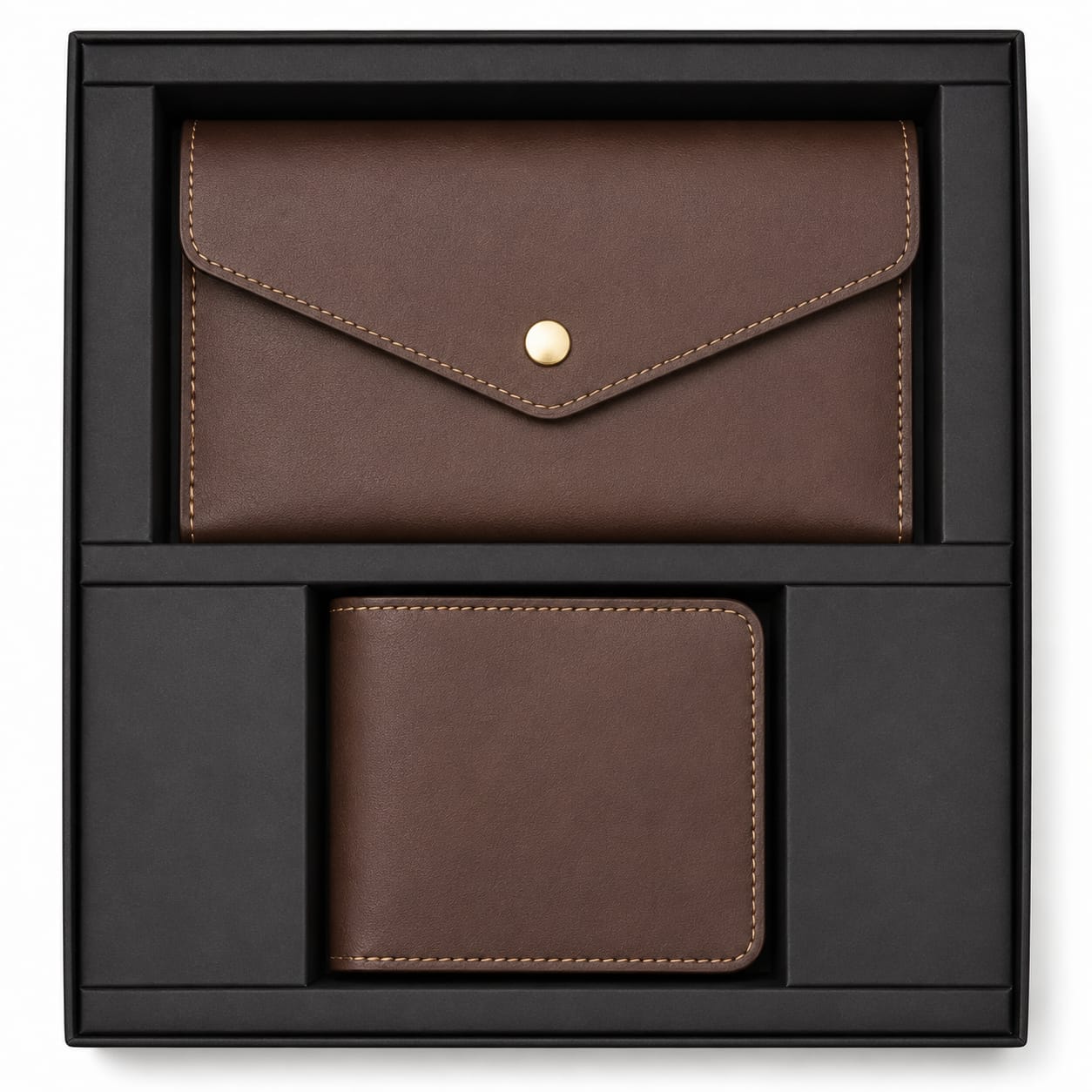 Premium 2-Piece Leather Wallet & Utility Pouch Gift Set