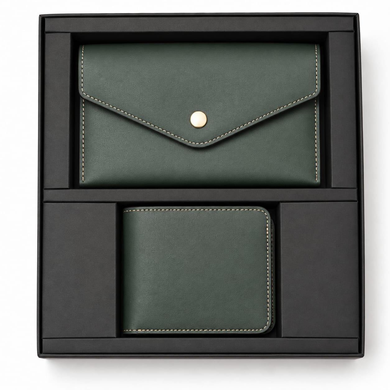Premium 2-Piece Leather Wallet & Utility Pouch Gift Set