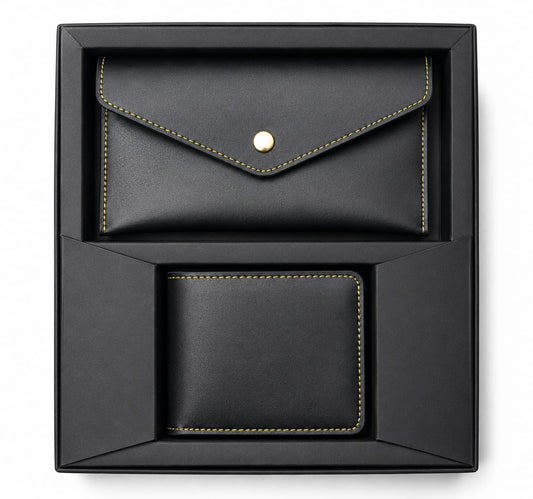 Premium 2-Piece Leather Wallet & Utility Pouch Gift Set - PARTYFOXX 
