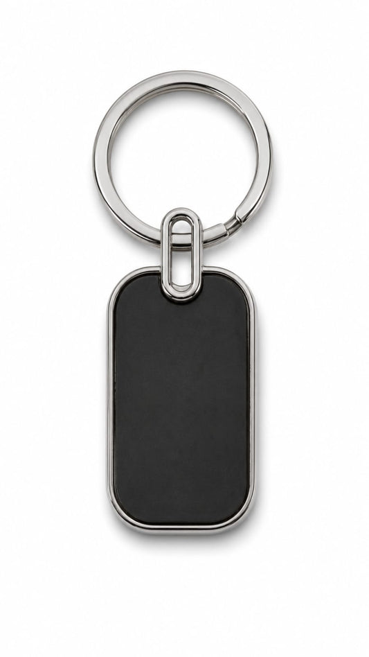 Premium Rectangular Metal Keychain with Black Insert - PARTYFOXX 