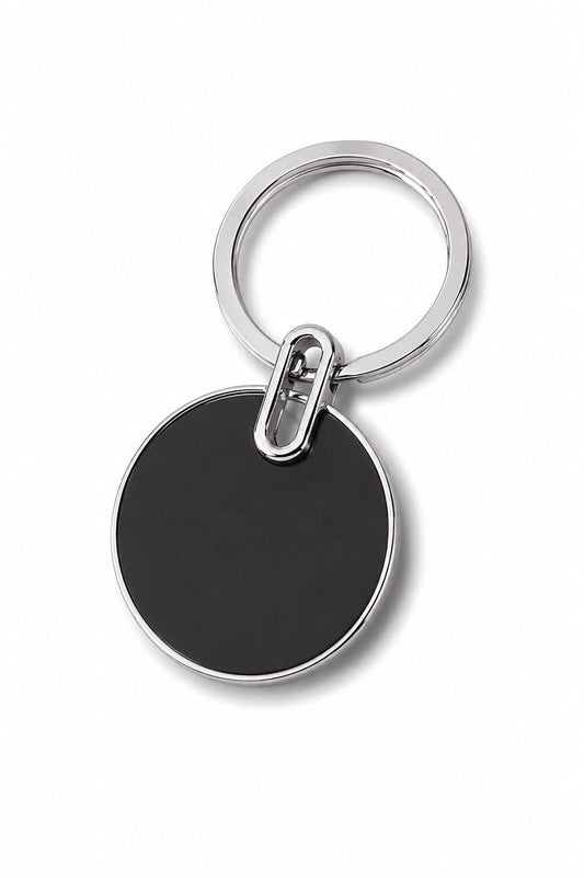 Premium Round Metal Keychain with Black Insert - PARTYFOXX 