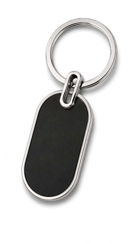Premium Oval Metal Keychain with Black Insert - PARTYFOXX 