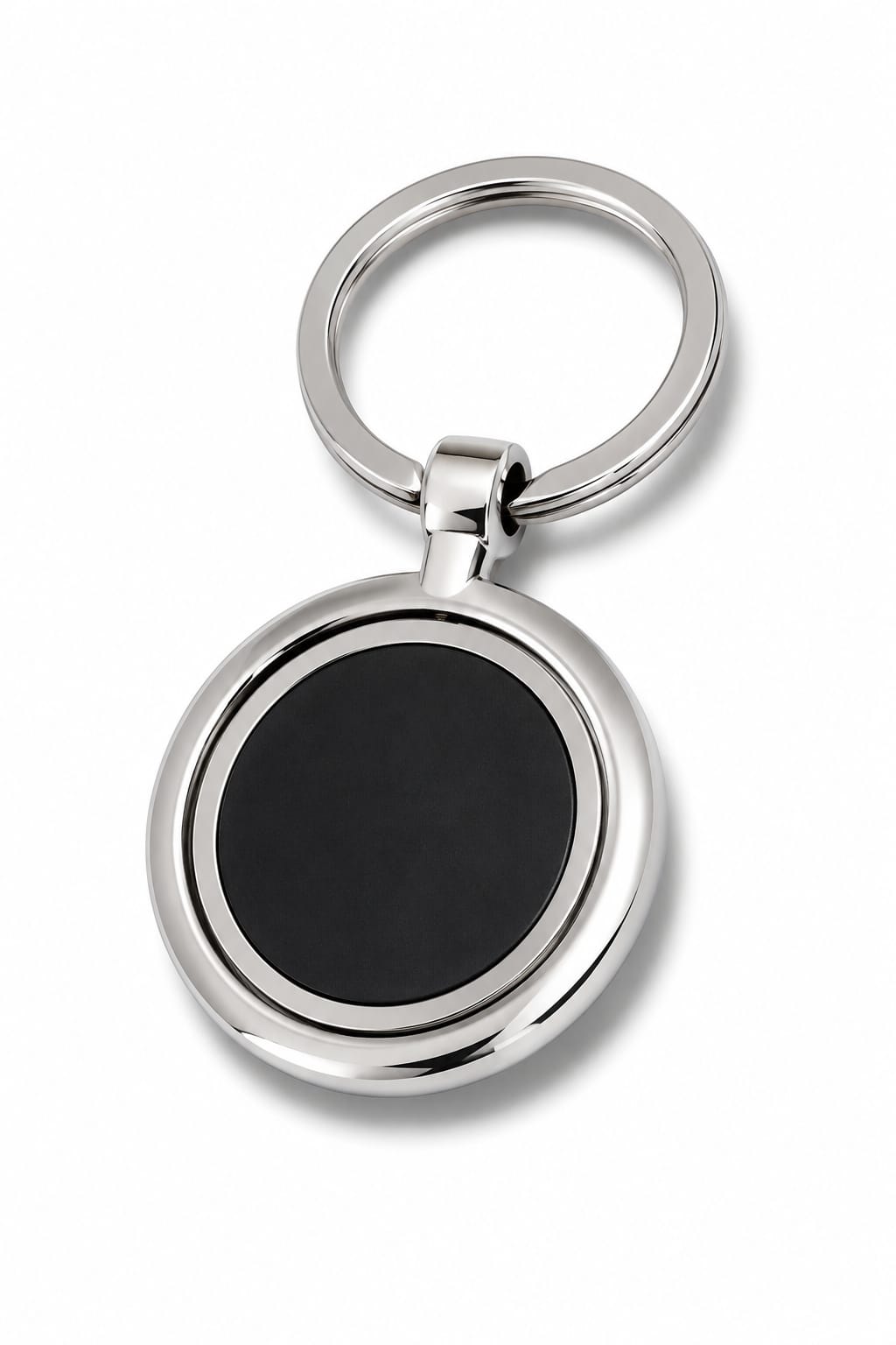 Premium Round Metal Keychain with Black Center Insert