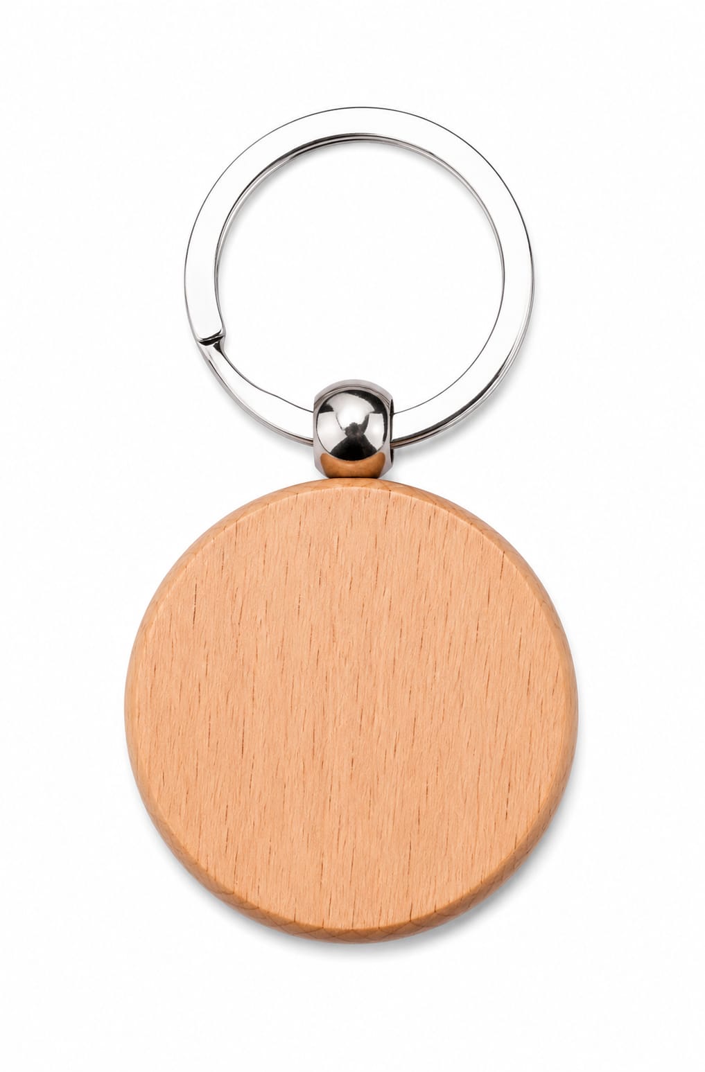 Premium Round Wooden Keychain with Metal Ring