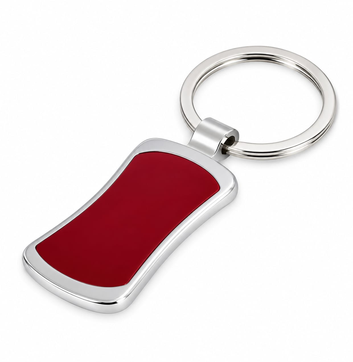 Premium Curved Rectangular Metal Keychain