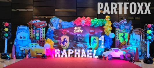 Cars Theme Birthday Decoration for Kids - PARTYFOXX 