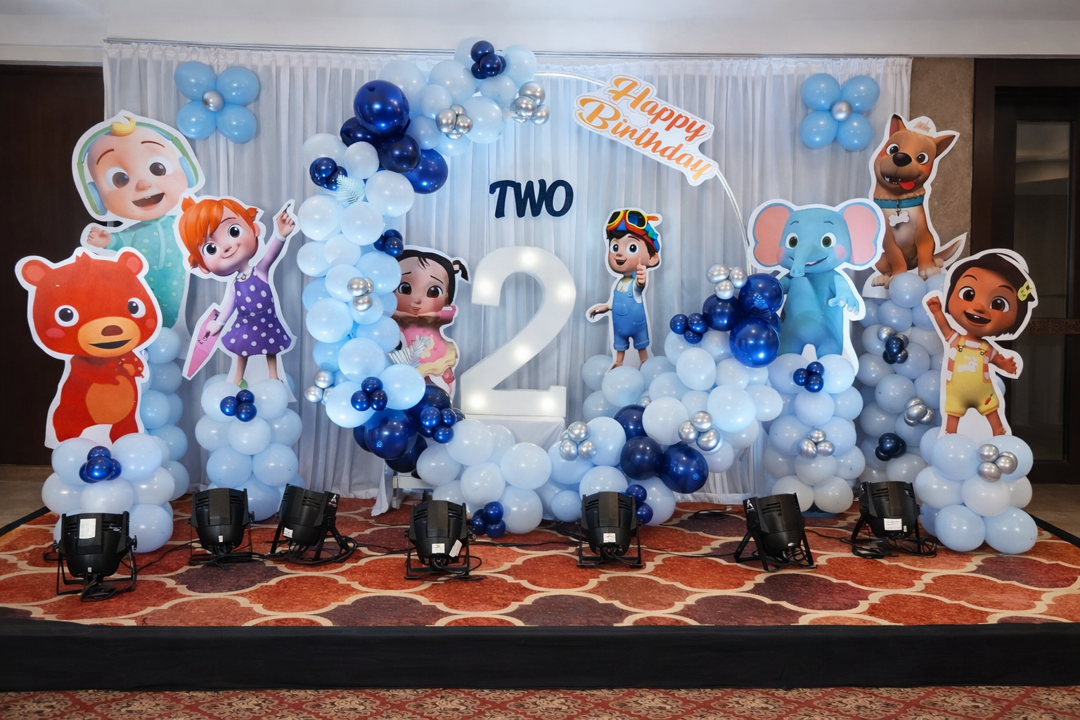 Cartoon Theme Birthday Party Ring Backdrop - PARTYFOXX 