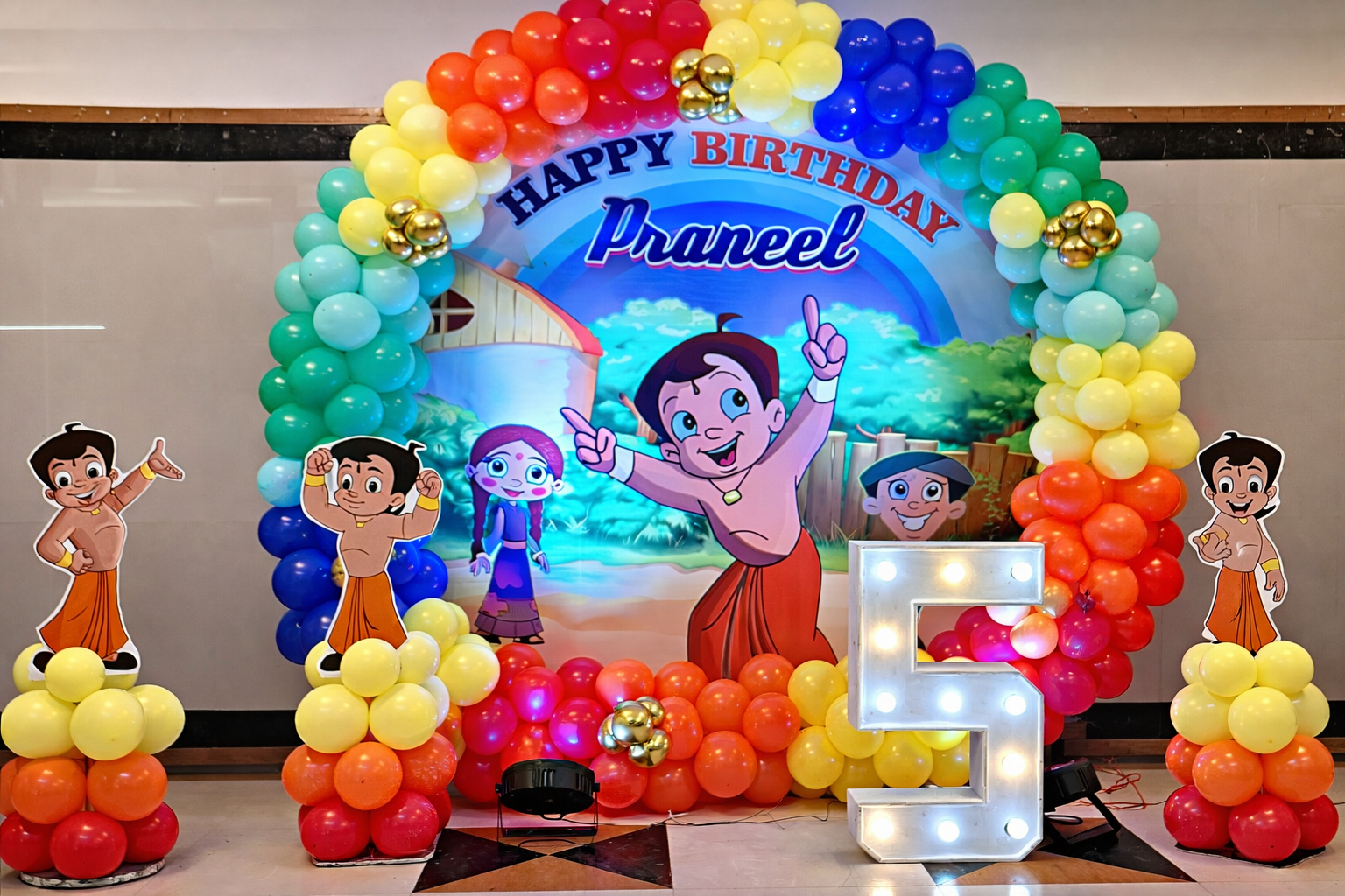 Chhota Bheem Theme Birthday Ring Backdrop Decoration - PARTYFOXX 