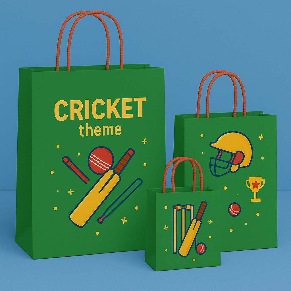 Cricket Theme Paper Carry Bags for Return Gifts - PARTYFOXX 